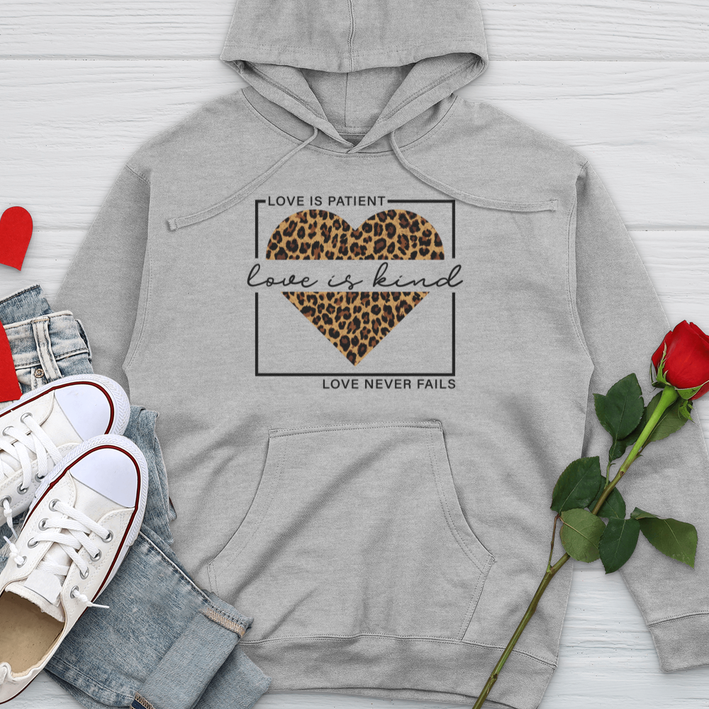 Love Leopard Heart Midweight Hooded Sweatshirt