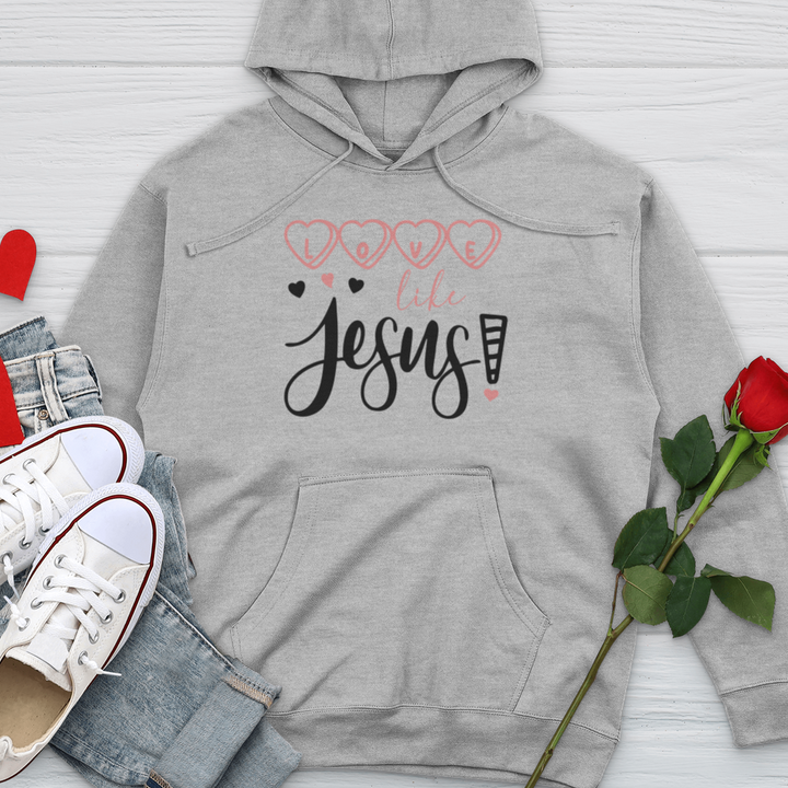 Love Like Jesus Candy Hearts Midweight Hooded Sweatshirt