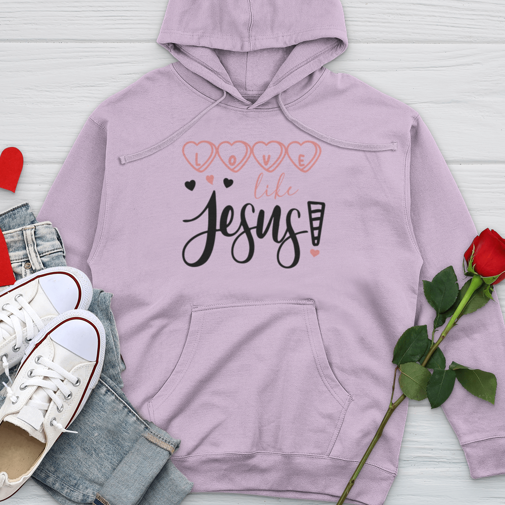 Love Like Jesus Candy Hearts Midweight Hooded Sweatshirt