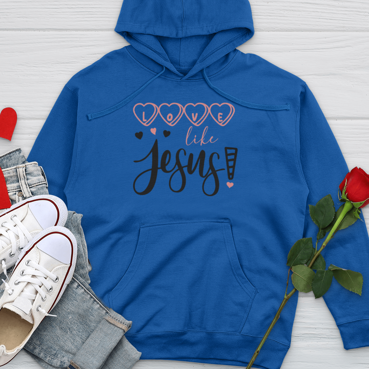 Love Like Jesus Candy Hearts Midweight Hooded Sweatshirt