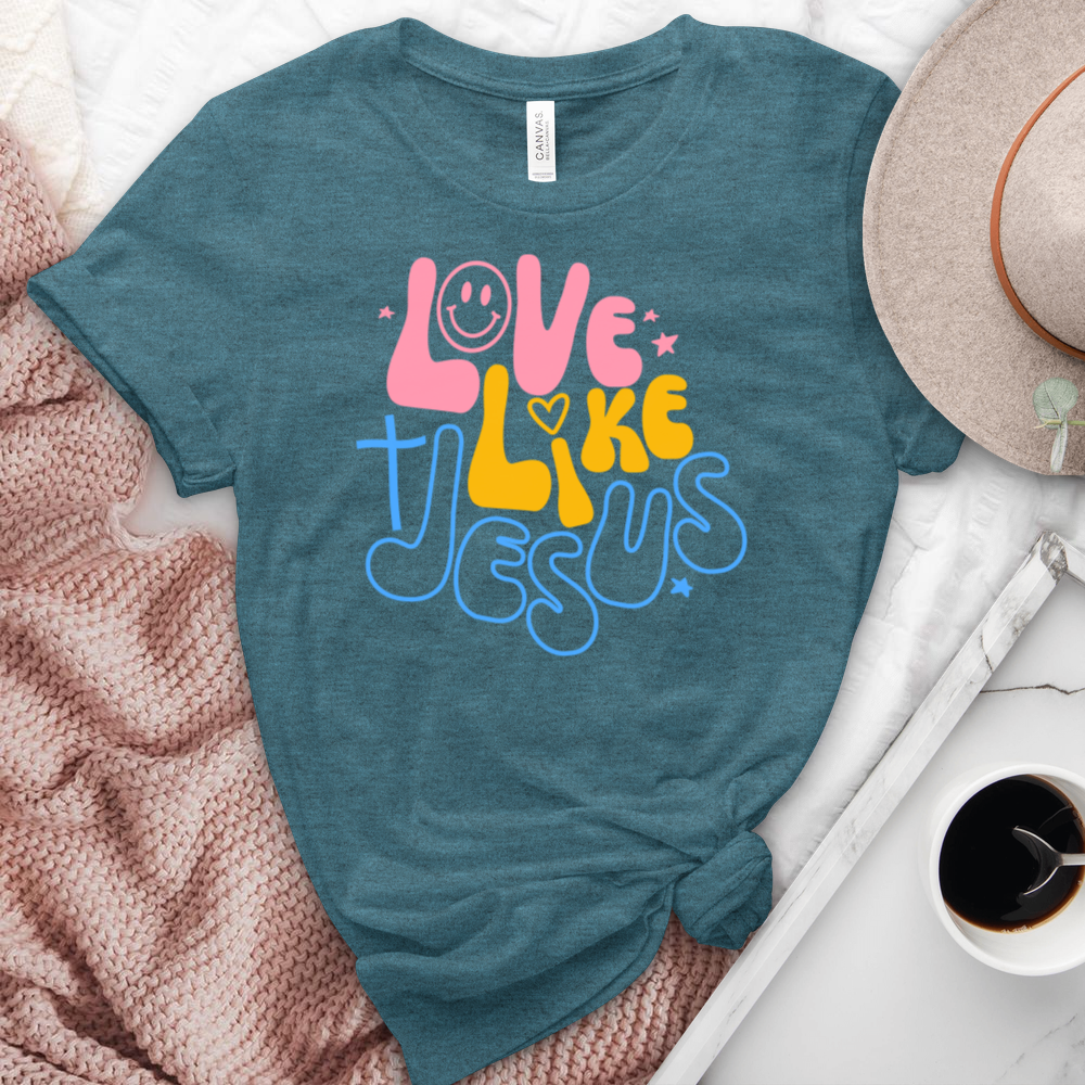 Love Like Jesus Happy Heathered Tee