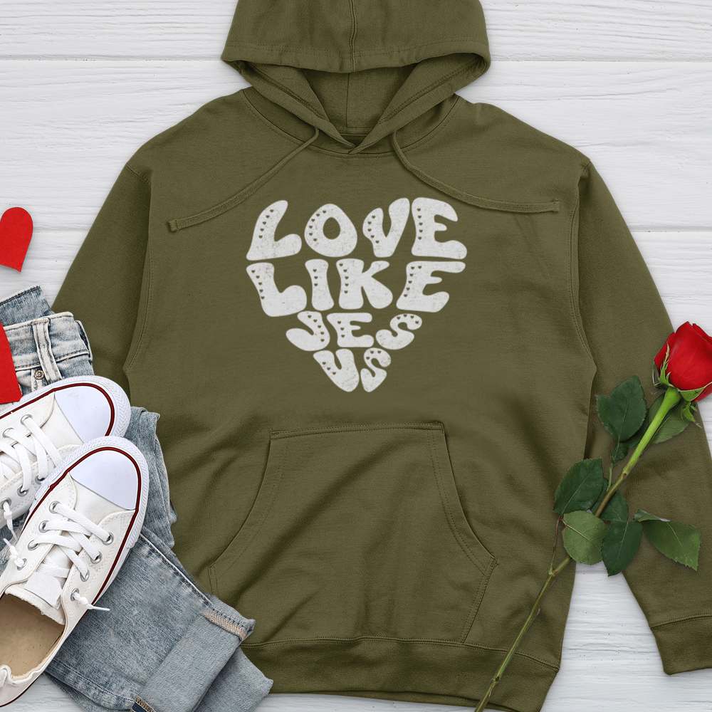 Love Like Jesus White Midweight Hooded Sweatshirt