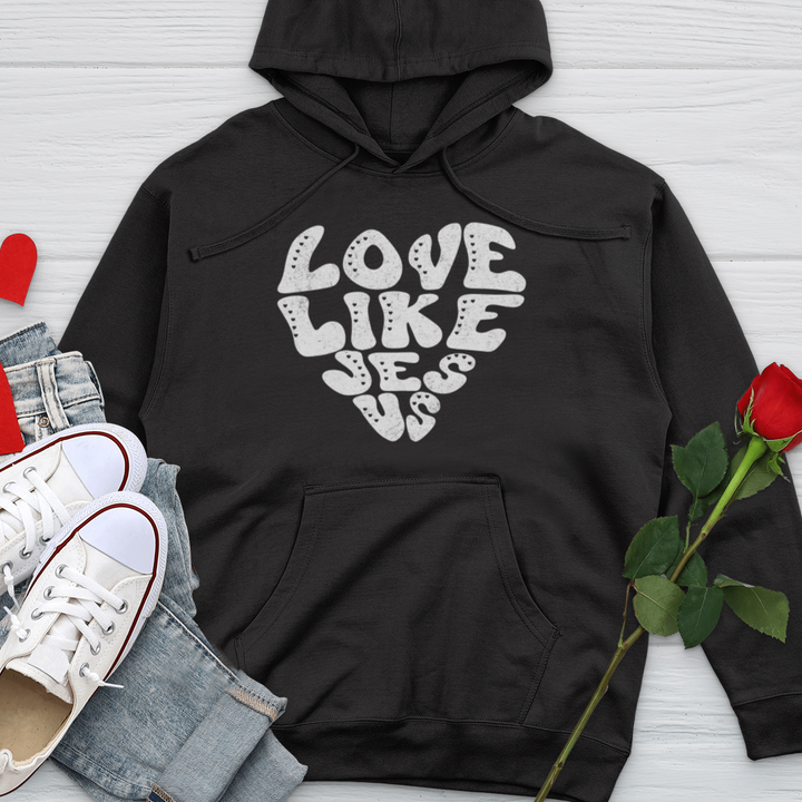 Love Like Jesus White Midweight Hooded Sweatshirt