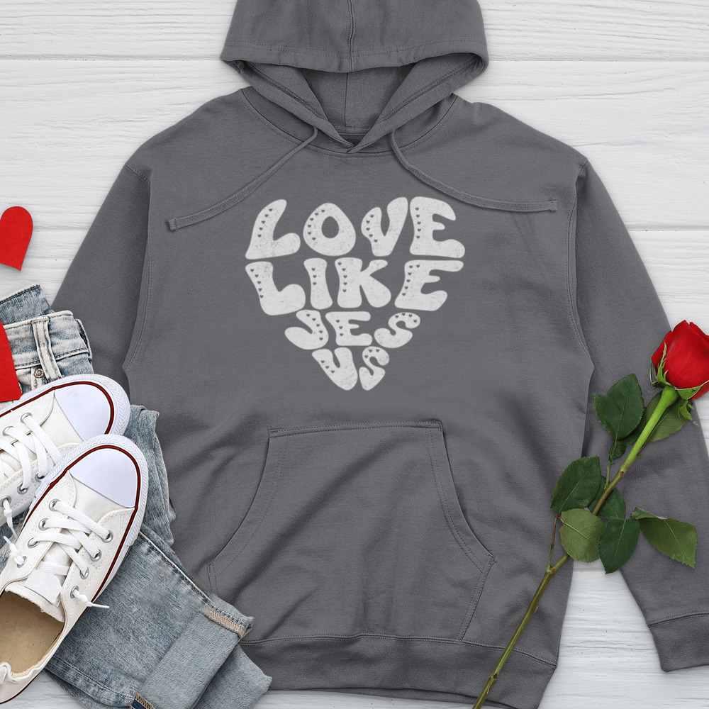 Love Like Jesus White Midweight Hooded Sweatshirt