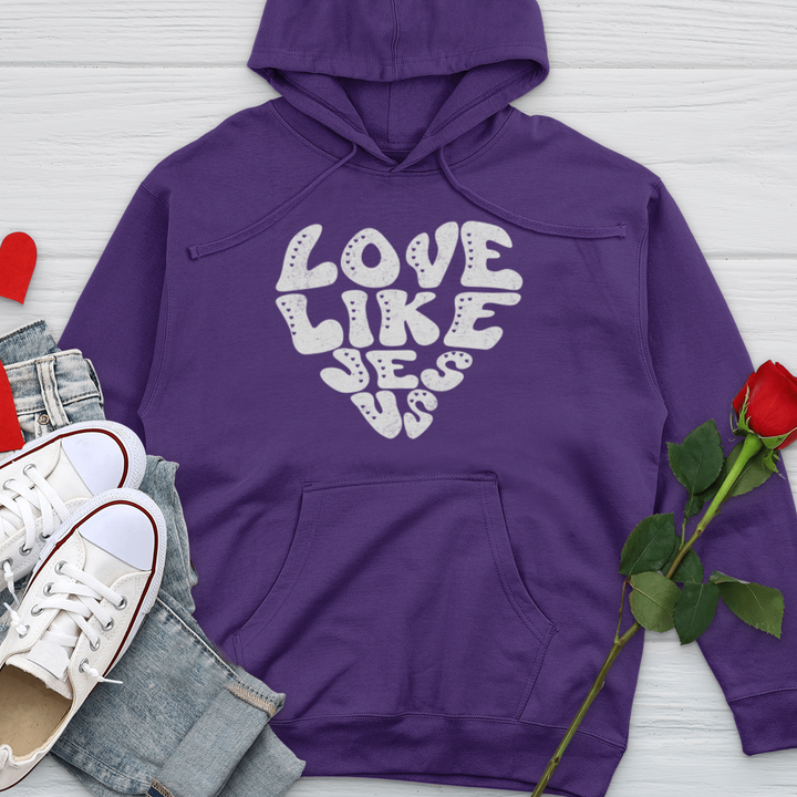 Love Like Jesus White Midweight Hooded Sweatshirt