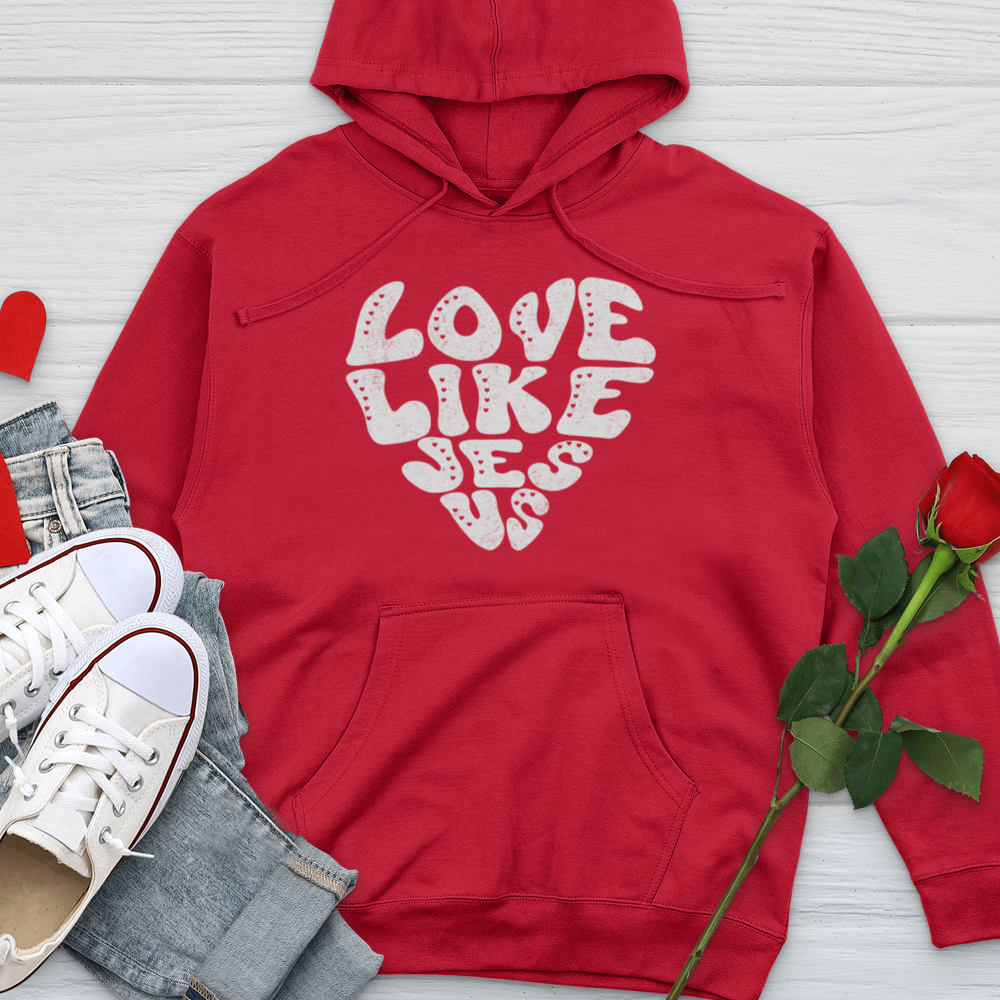 Love Like Jesus White Midweight Hooded Sweatshirt