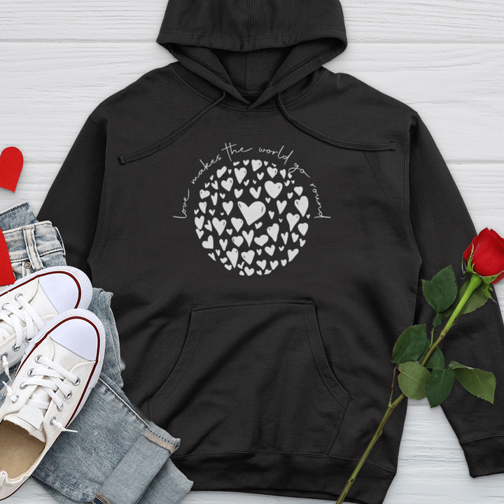 Love Makes the World Go Round Midweight Hooded Sweatshirt