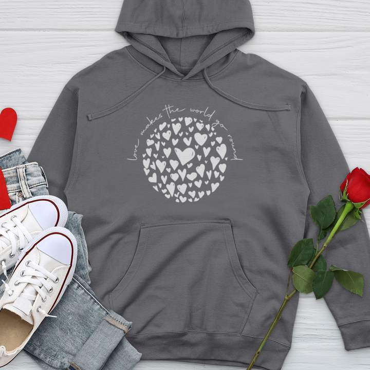 Love Makes the World Go Round Midweight Hooded Sweatshirt