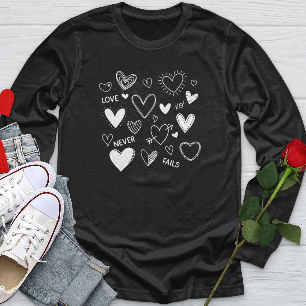 Love Never Fails Candy Hearts Softstyle Long Sleeve