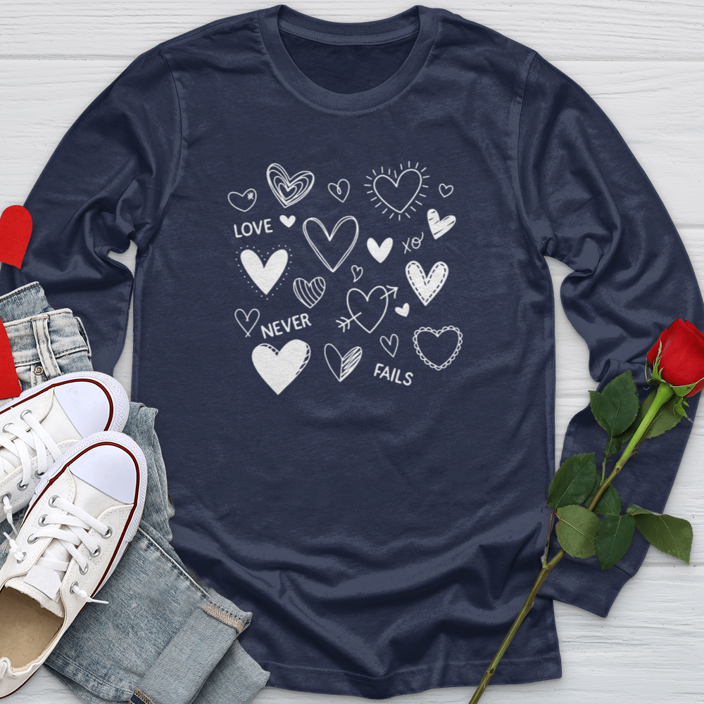 Love Never Fails Candy Hearts Softstyle Long Sleeve