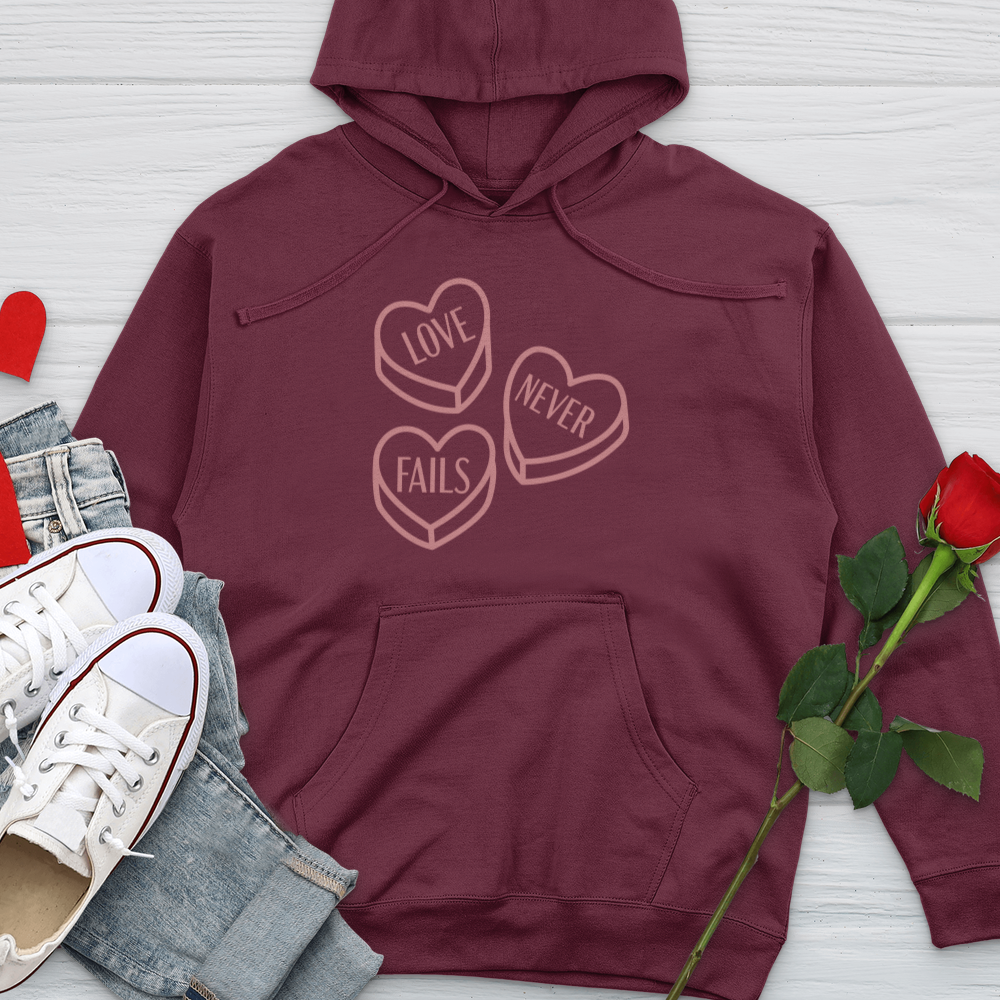 Love Never Fails Candy Midweight Hooded Sweatshirt