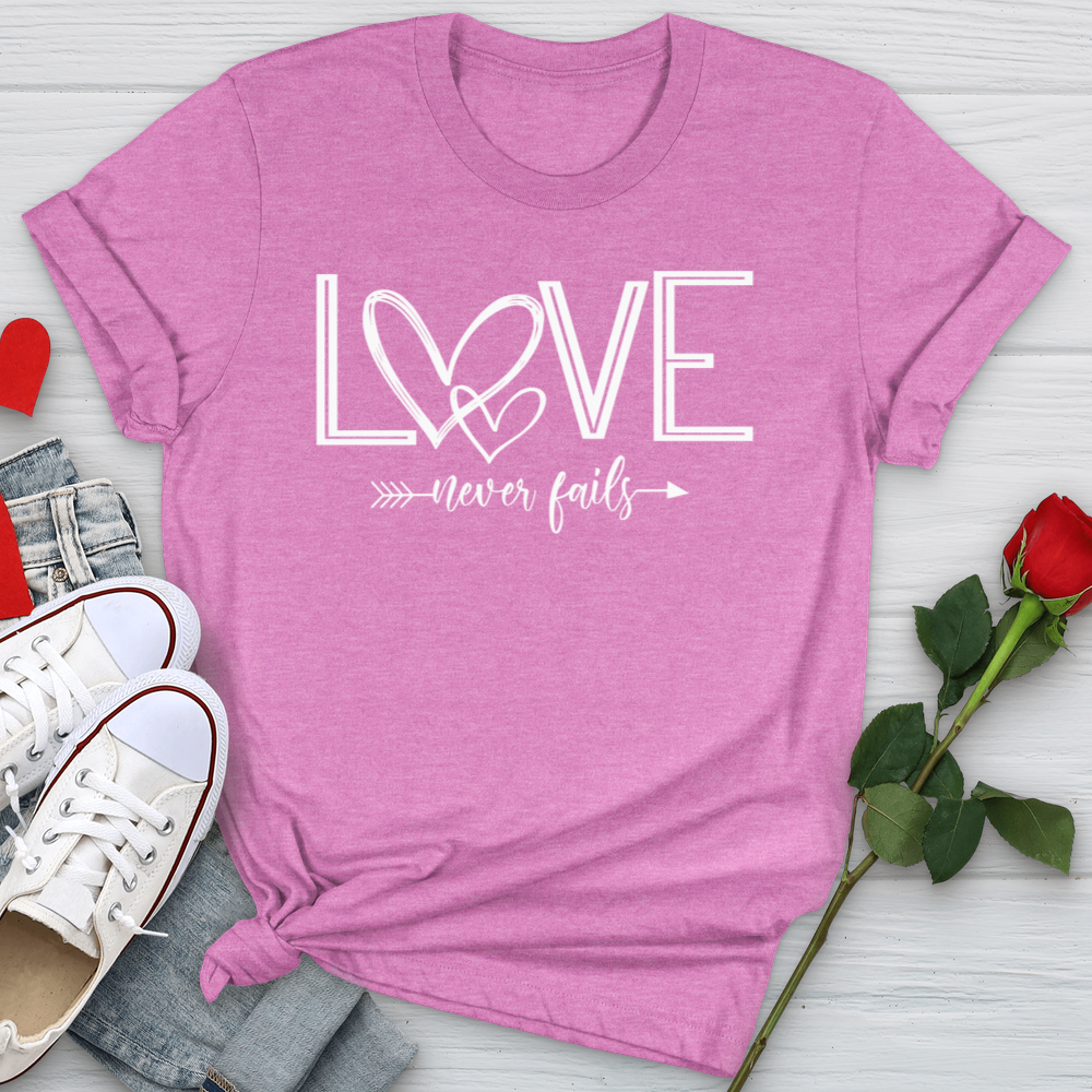 Love Never Fails Heart Arrow Softstyle Tee