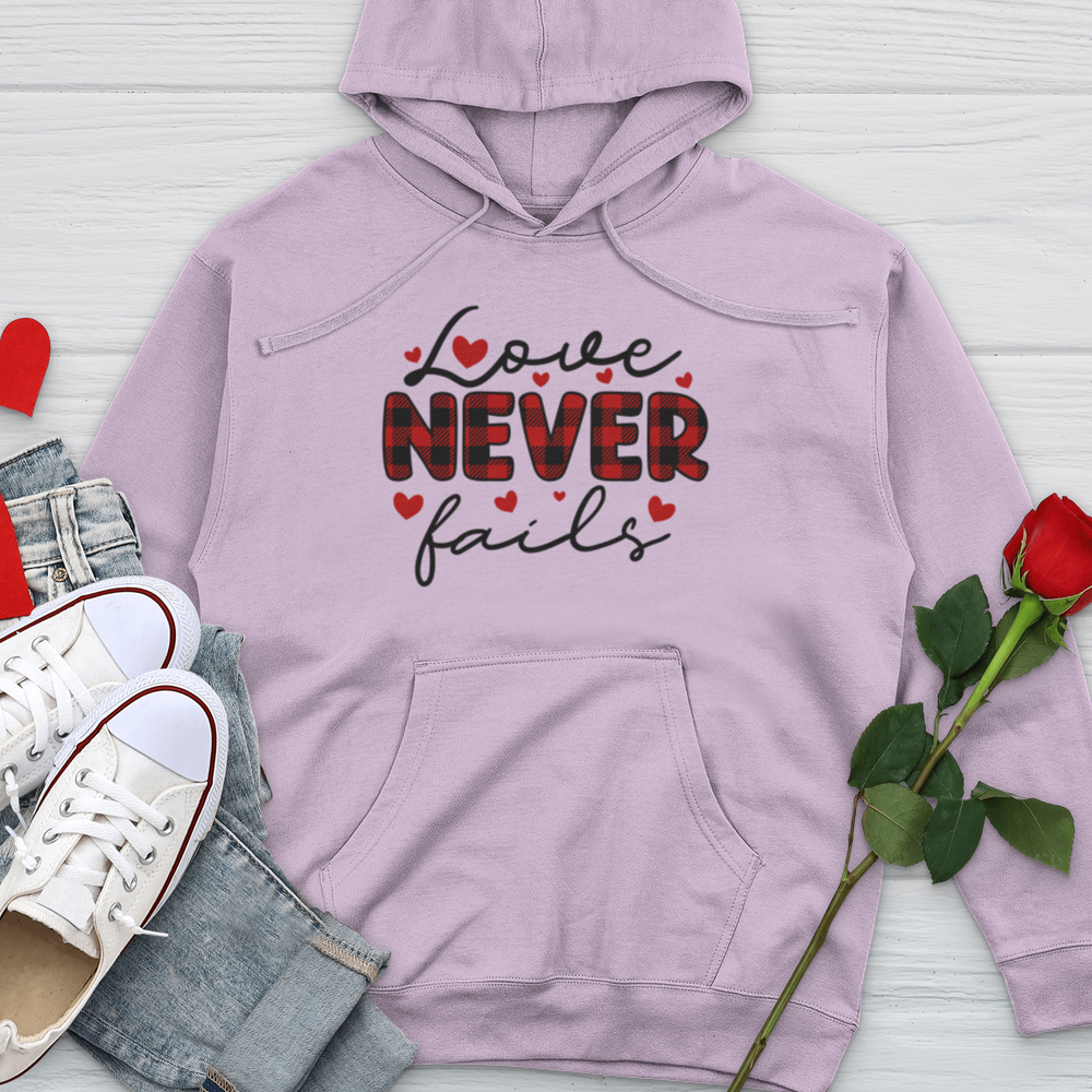 Love Never Fails Red Patterned Midweight Hooded Sweatshirt