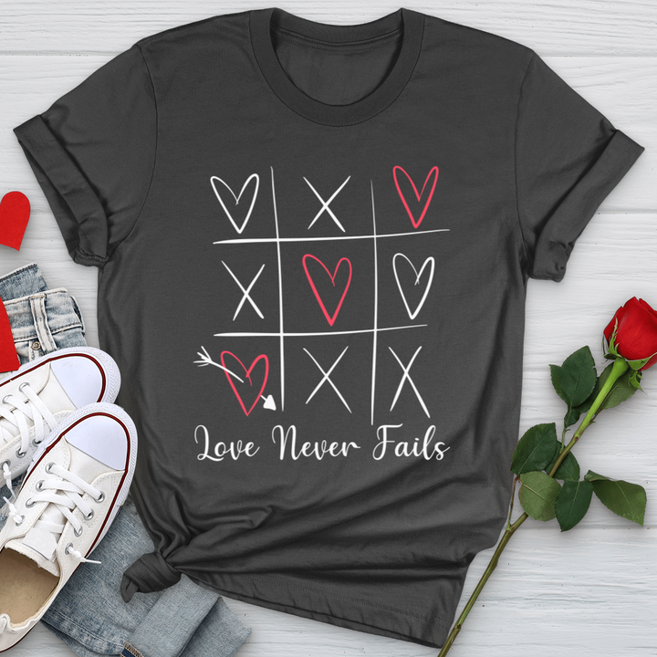 Love Never Fails Tic Tac Toe Softstyle Tee