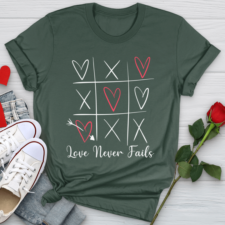 Love Never Fails Tic Tac Toe Softstyle Tee