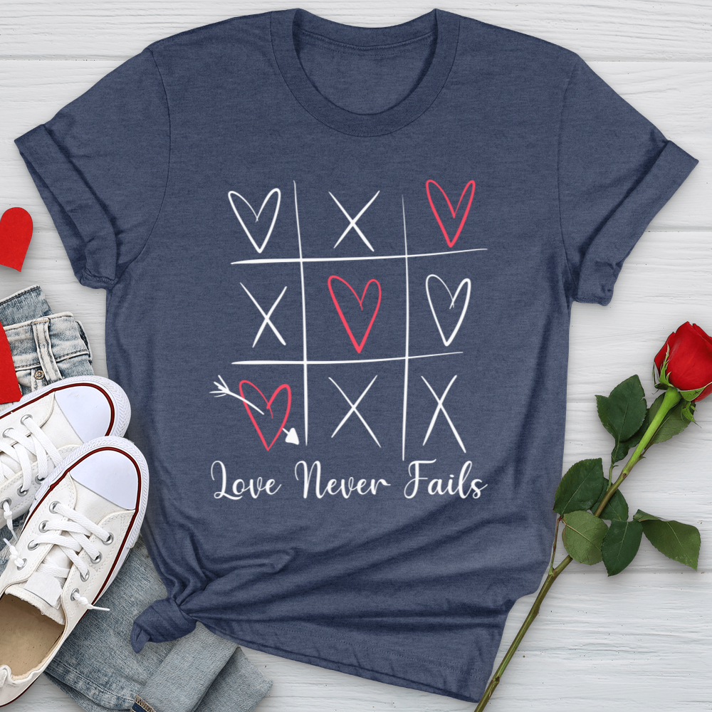 Love Never Fails Tic Tac Toe Softstyle Tee