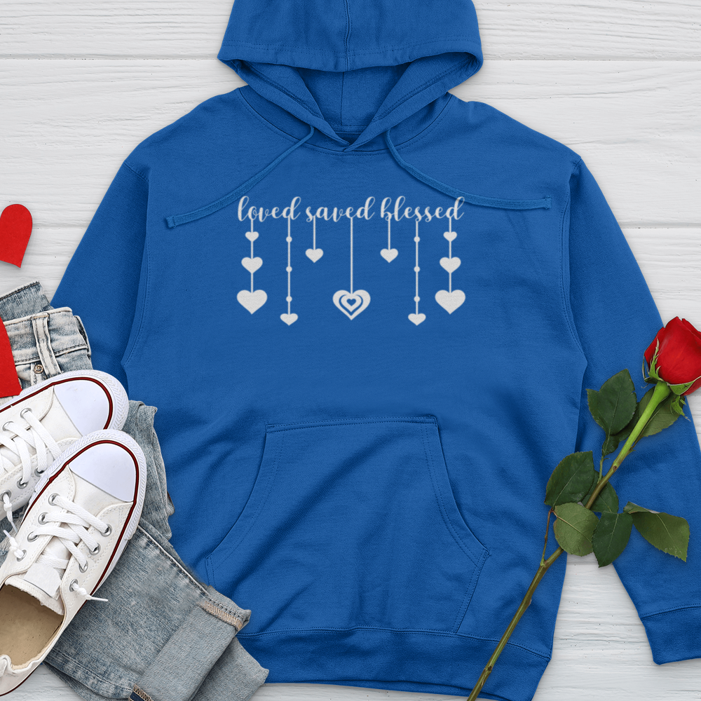 Love Saved Blessed Midweight Hooded Sweatshirt