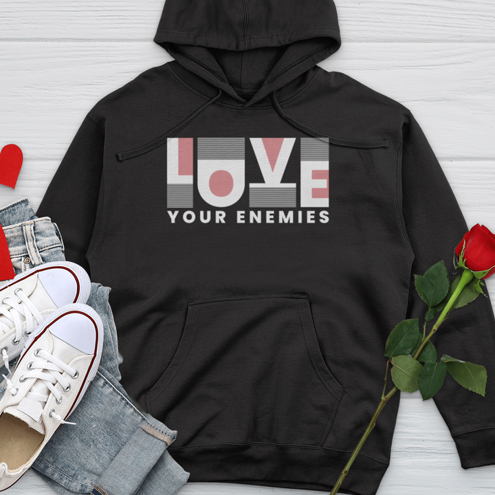 Love Your Enemies Graphic Midweight Hooded Sweatshirt