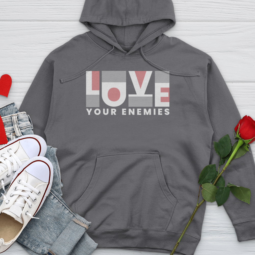 Love Your Enemies Graphic Midweight Hooded Sweatshirt