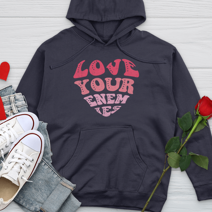 Love Your Enemies Pink Midweight Hooded Sweatshirt