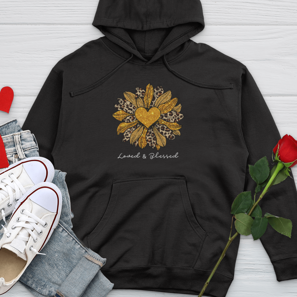 Loved & Blessed Leopard Sunflower Midweight Hooded Sweatshirt