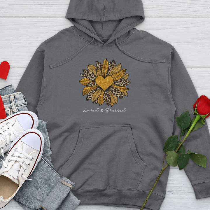 Loved & Blessed Leopard Sunflower Midweight Hooded Sweatshirt