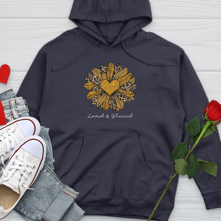 Loved & Blessed Leopard Sunflower Midweight Hooded Sweatshirt