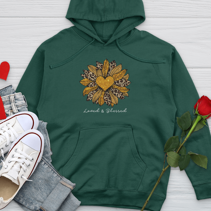 Loved & Blessed Leopard Sunflower Midweight Hooded Sweatshirt