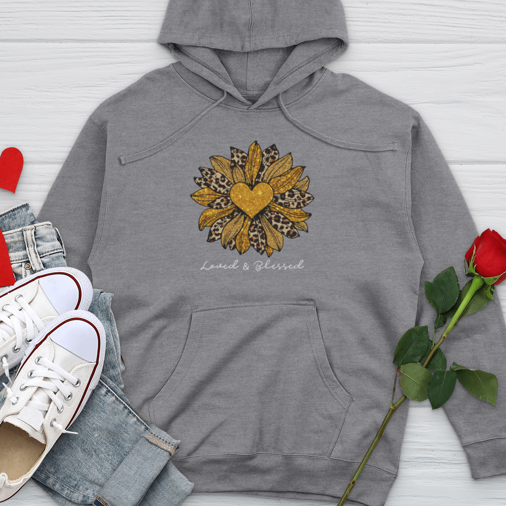 Loved & Blessed Leopard Sunflower Midweight Hooded Sweatshirt