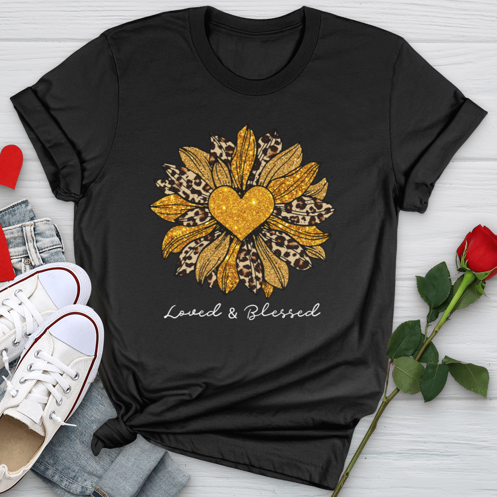 Loved & Blessed Leopard Sunflower Softstyle Tee