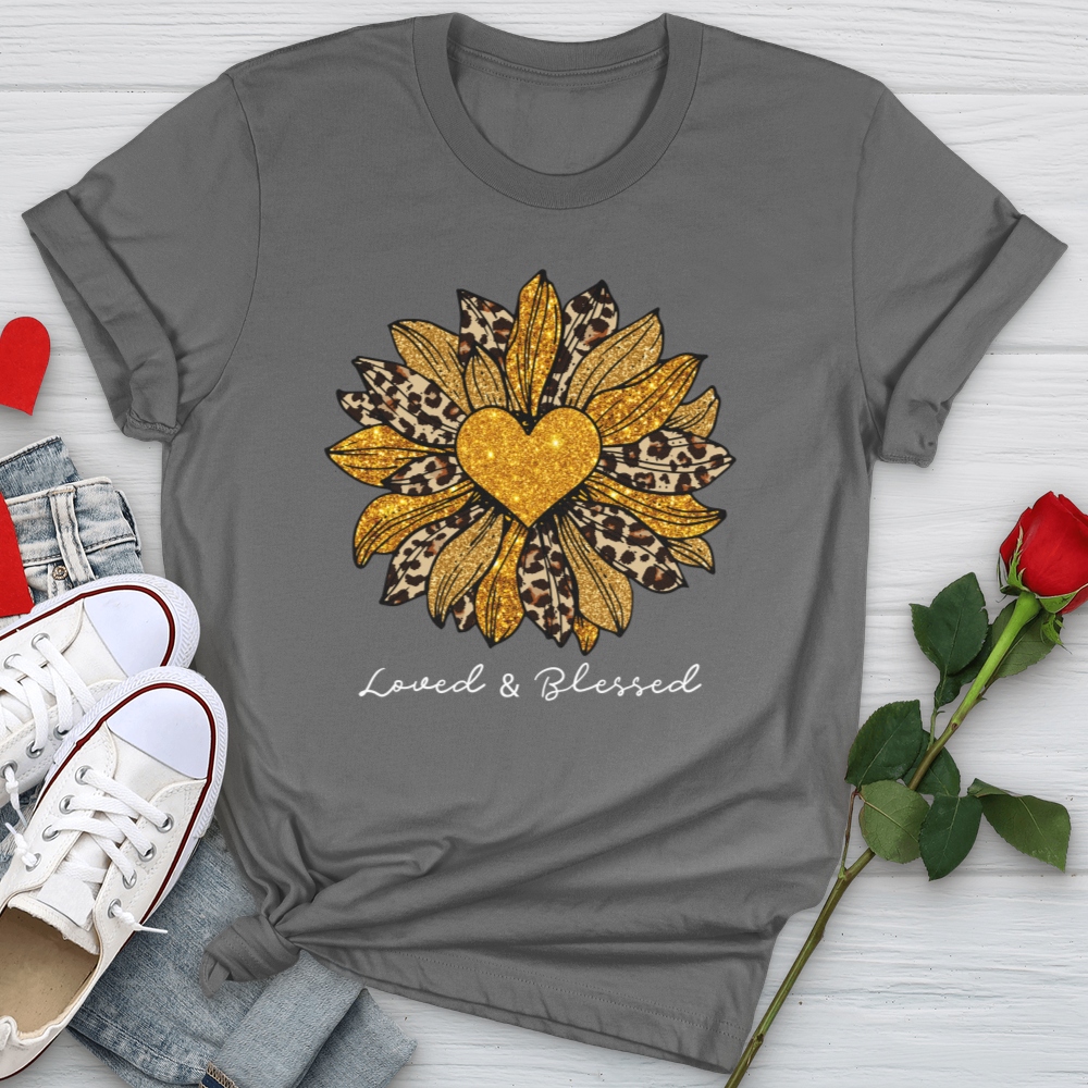 Loved & Blessed Leopard Sunflower Softstyle Tee