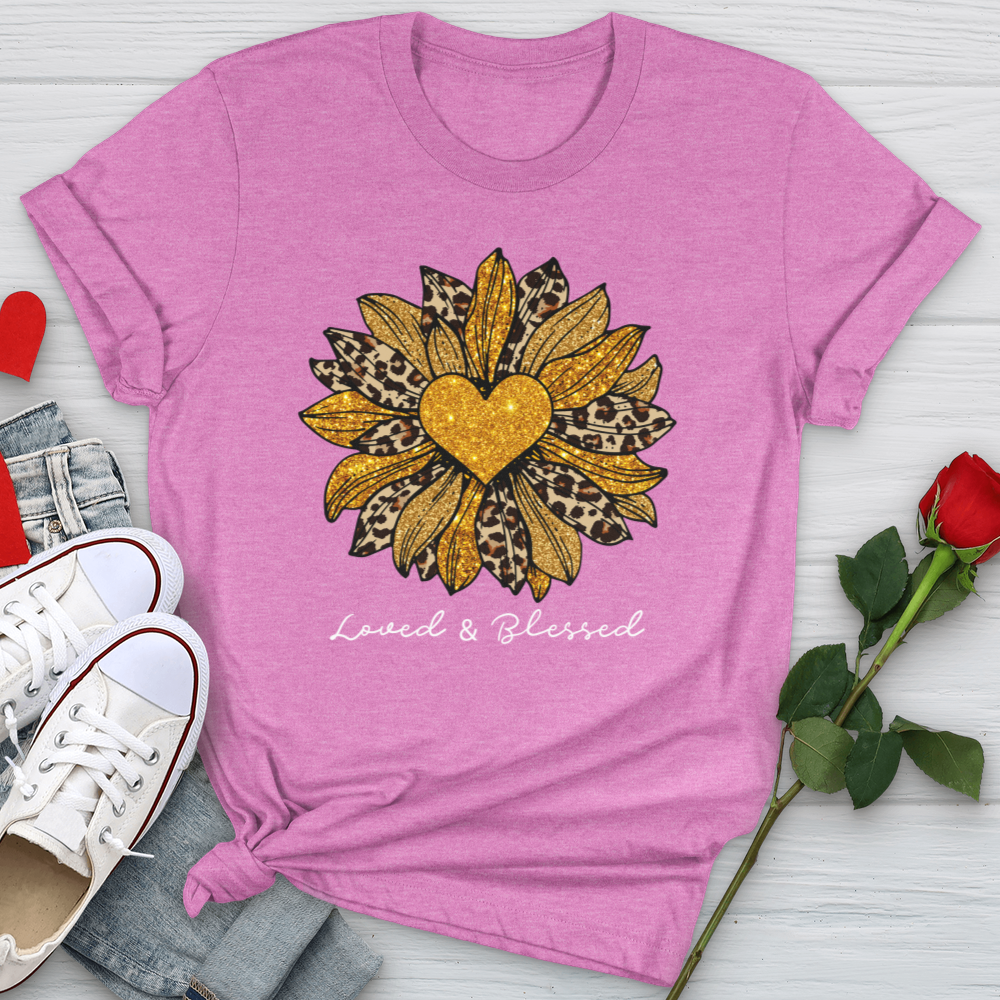 Loved & Blessed Leopard Sunflower Softstyle Tee