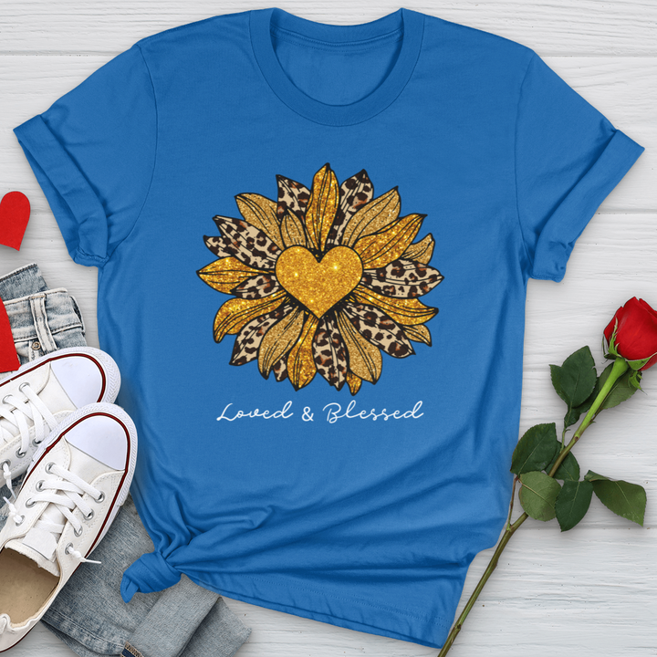 Loved & Blessed Leopard Sunflower Softstyle Tee