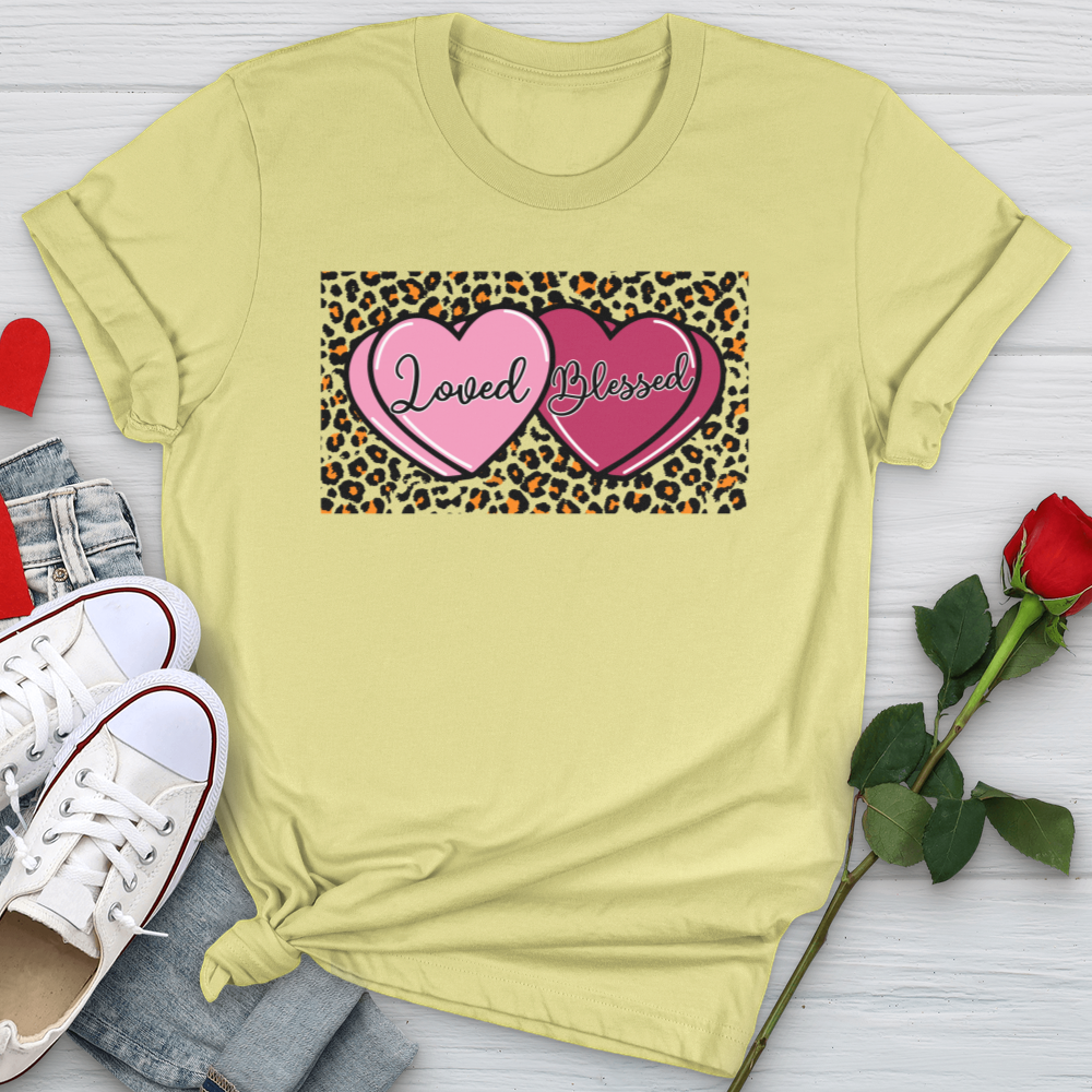 Loved Blessed Pink Hearts Softstyle Tee