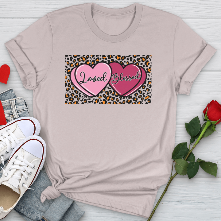 Loved Blessed Pink Hearts Softstyle Tee