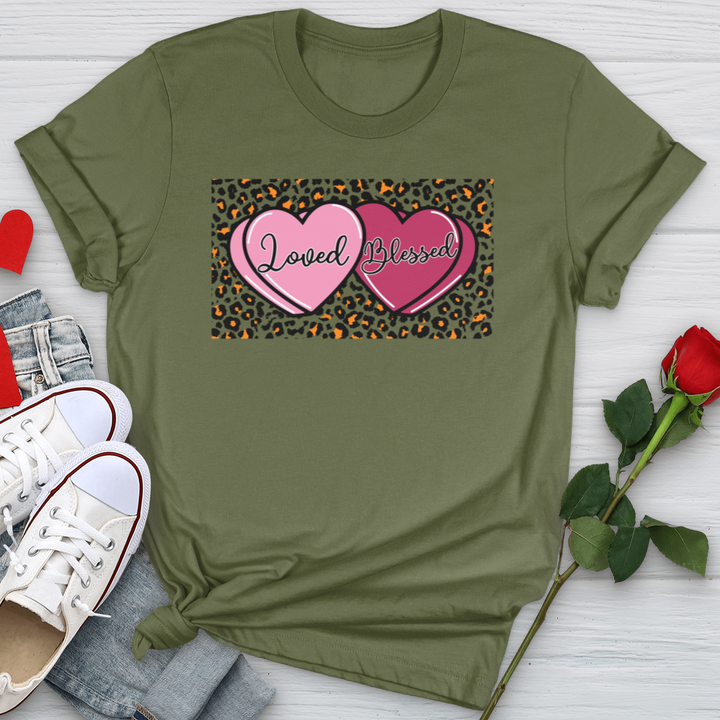 Loved Blessed Pink Hearts Softstyle Tee