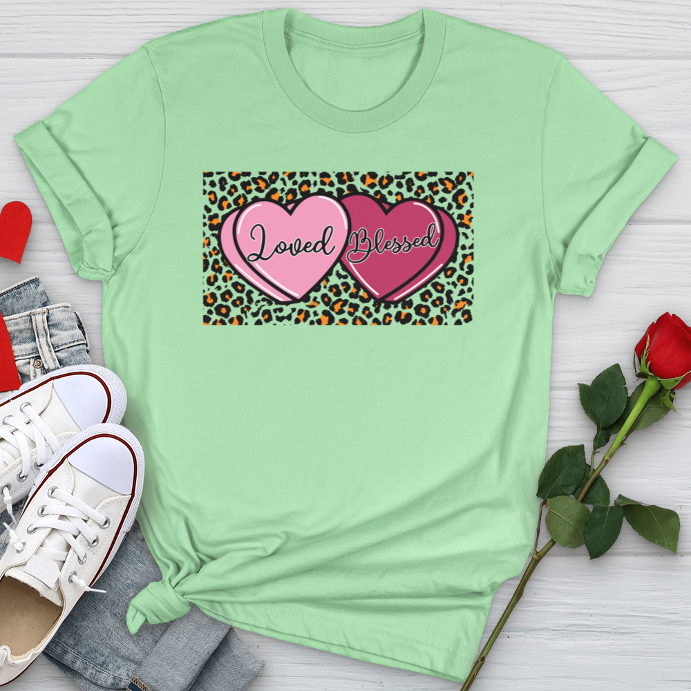 Loved Blessed Pink Hearts Softstyle Tee