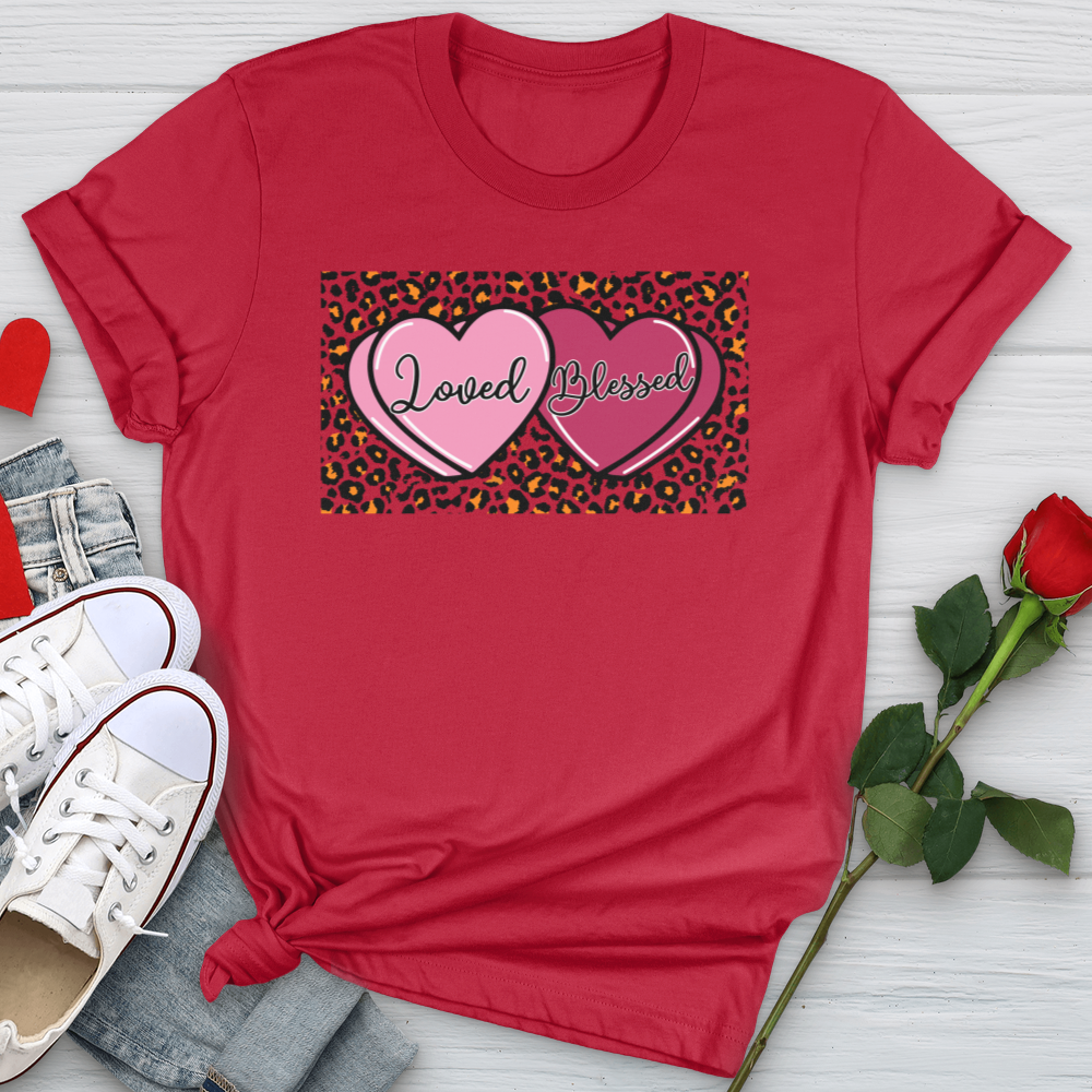 Loved Blessed Pink Hearts Softstyle Tee