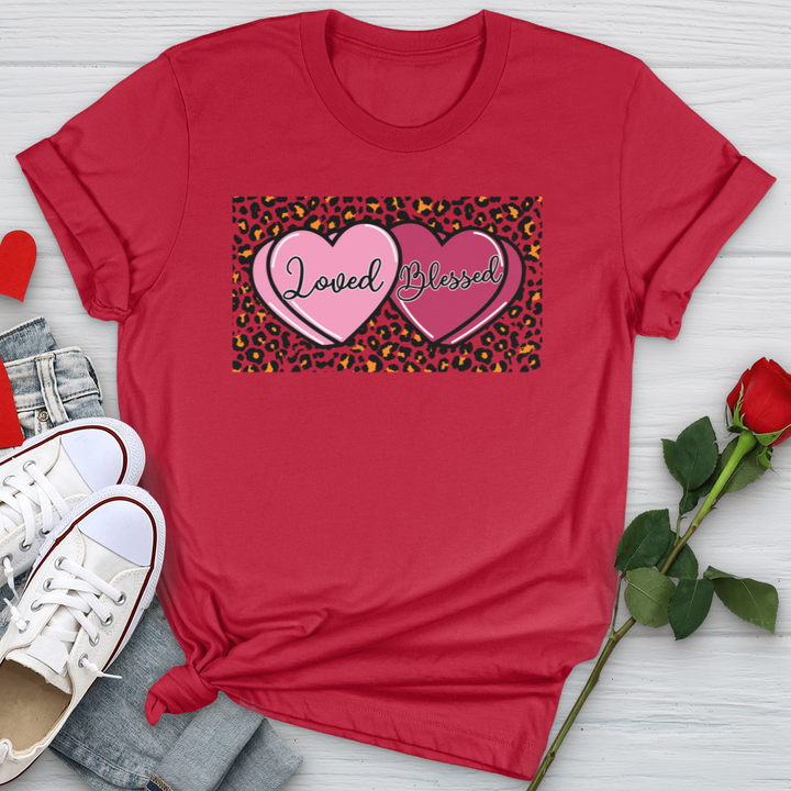 Loved Blessed Pink Hearts Softstyle Tee