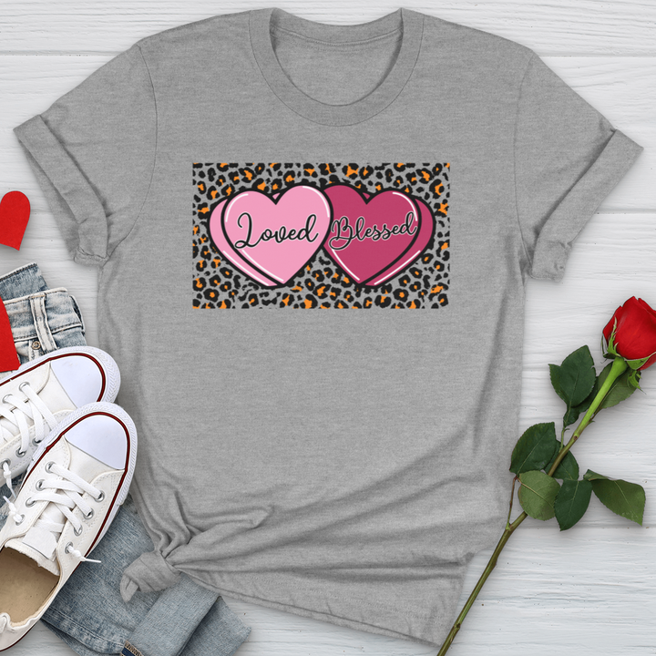 Loved Blessed Pink Hearts Softstyle Tee