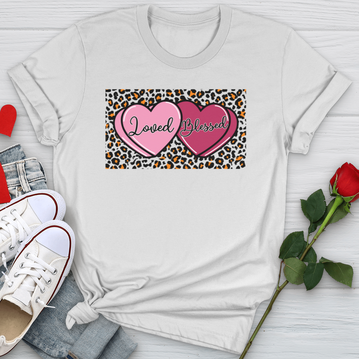 Loved Blessed Pink Hearts Softstyle Tee