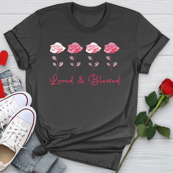 Loved & Blessed Pink Roses Softstyle Tee