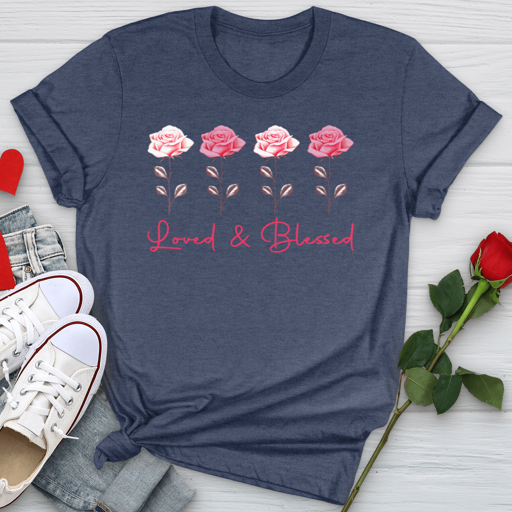 Loved & Blessed Pink Roses Softstyle Tee