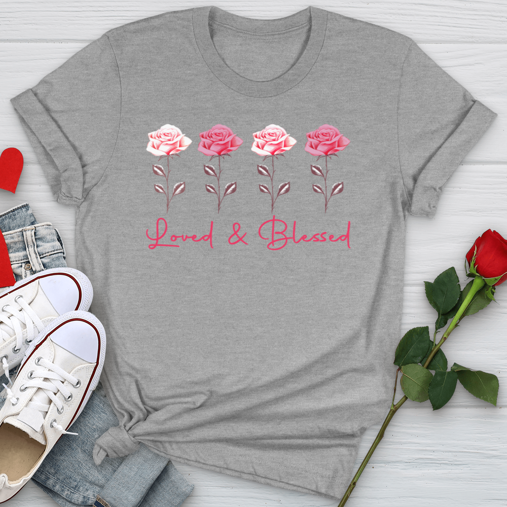 Loved & Blessed Pink Roses Softstyle Tee