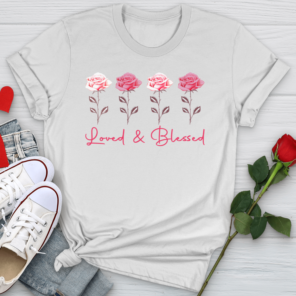 Loved & Blessed Pink Roses Softstyle Tee