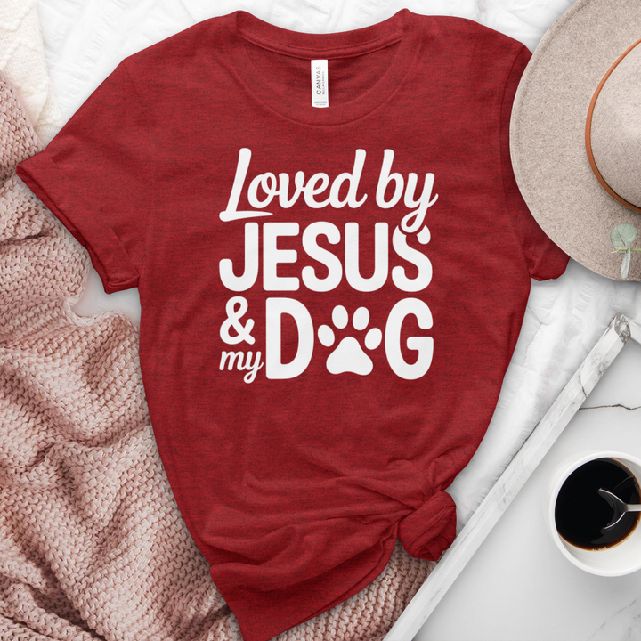 Loved By Jesus & My Dog Heathered Tee