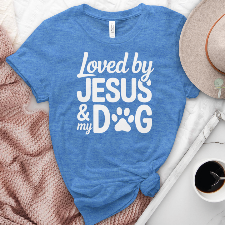 Loved By Jesus & My Dog Heathered Tee