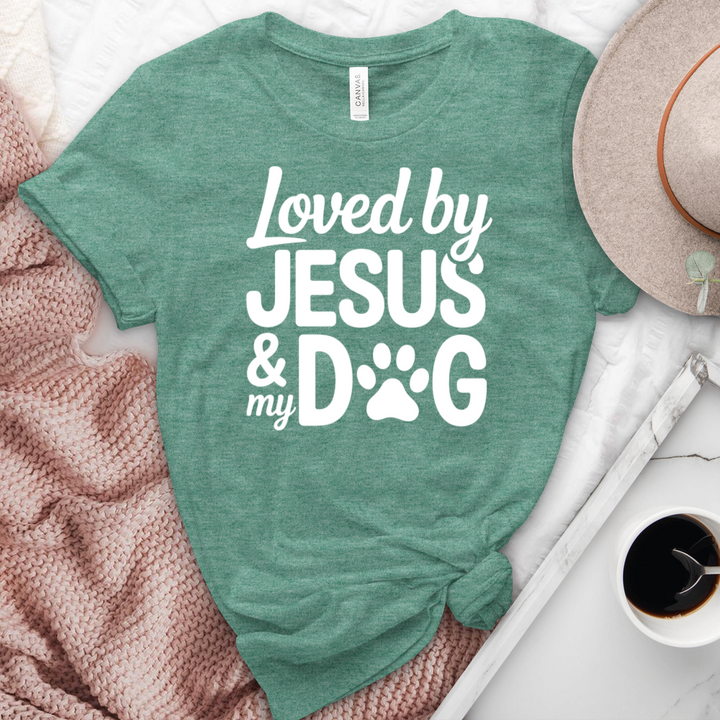 Loved By Jesus & My Dog Heathered Tee