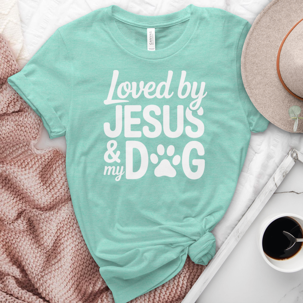Loved By Jesus & My Dog Heathered Tee