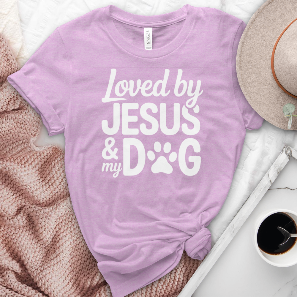 Loved By Jesus & My Dog Heathered Tee